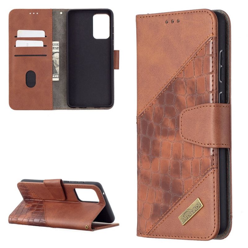 Etui Folio Samsung Galaxy A72 4G / A72 5G Szary Czarny Klasyczny Efekt Skóry Krokodyla Etui Ochronne