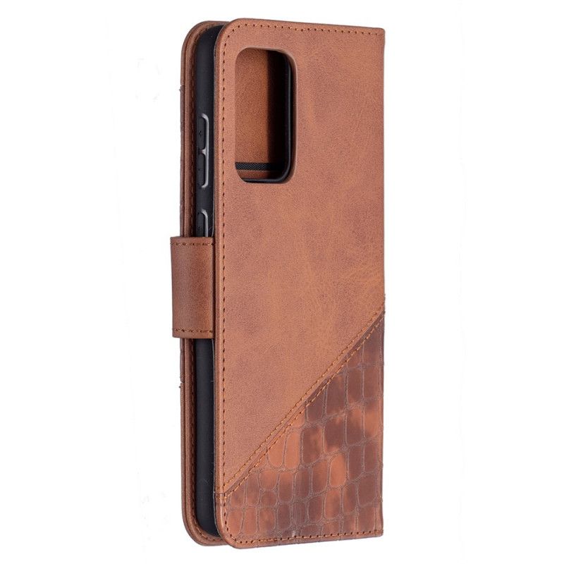 Etui Folio Samsung Galaxy A72 4G / A72 5G Szary Czarny Klasyczny Efekt Skóry Krokodyla Etui Ochronne