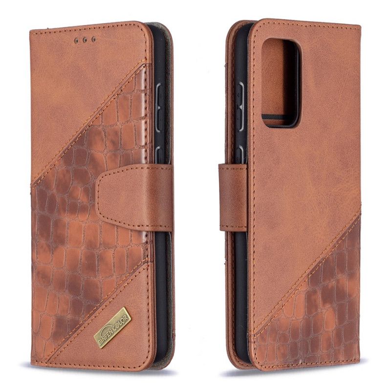 Etui Folio Samsung Galaxy A72 4G / A72 5G Szary Czarny Klasyczny Efekt Skóry Krokodyla Etui Ochronne