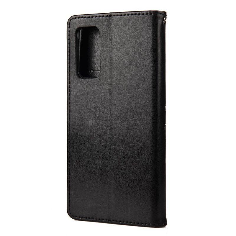 Etui Folio Samsung Galaxy A72 4G / A72 5G Szary Czarny Motyle Na Wietrze