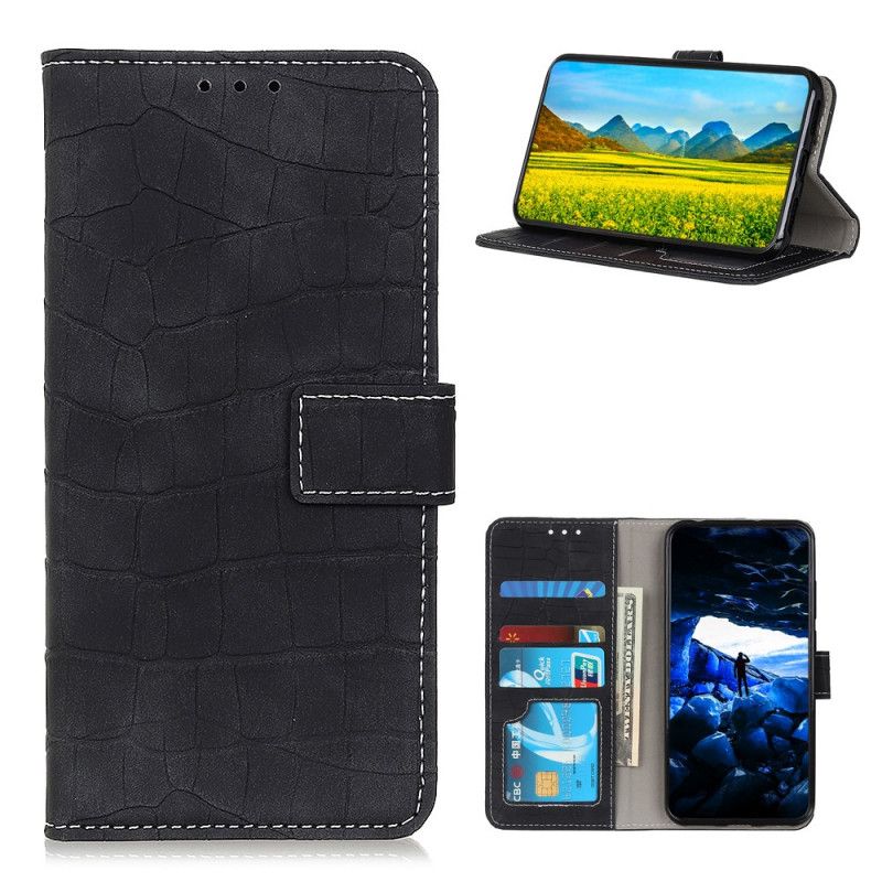 Etui Folio Samsung Galaxy A72 4G / A72 5G Zielony Czarny Moc Krokodyla Etui Ochronne