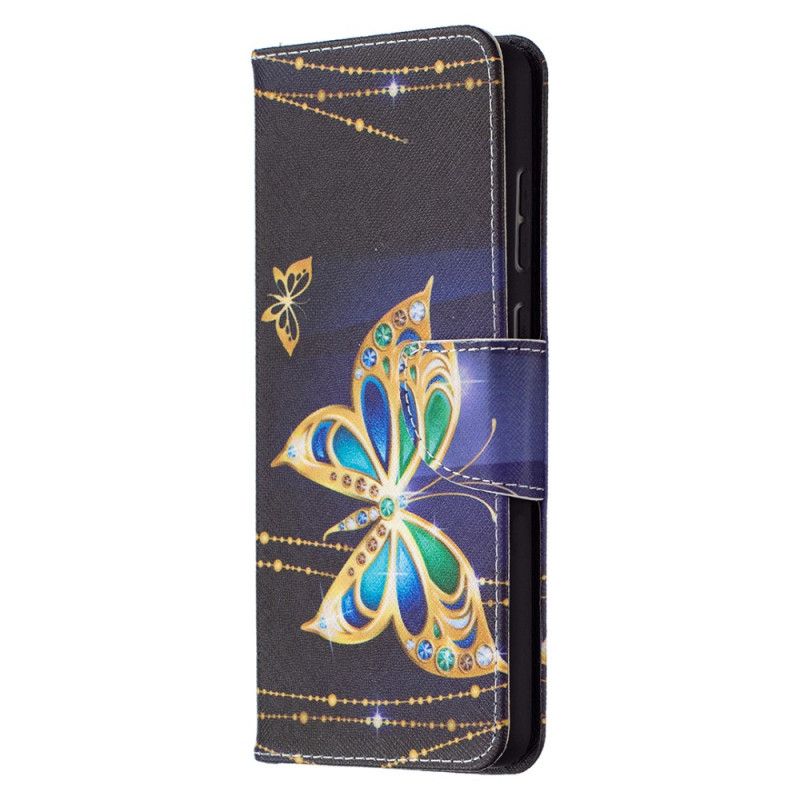 Etui Folio Samsung Galaxy A72 4G / A72 5G Złote Motyle Etui Ochronne