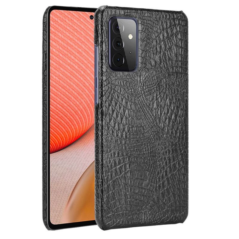 Etui Samsung Galaxy A72 4G / A72 5G Biały Czarny Efekt Skóry Krokodyla Etui Ochronne