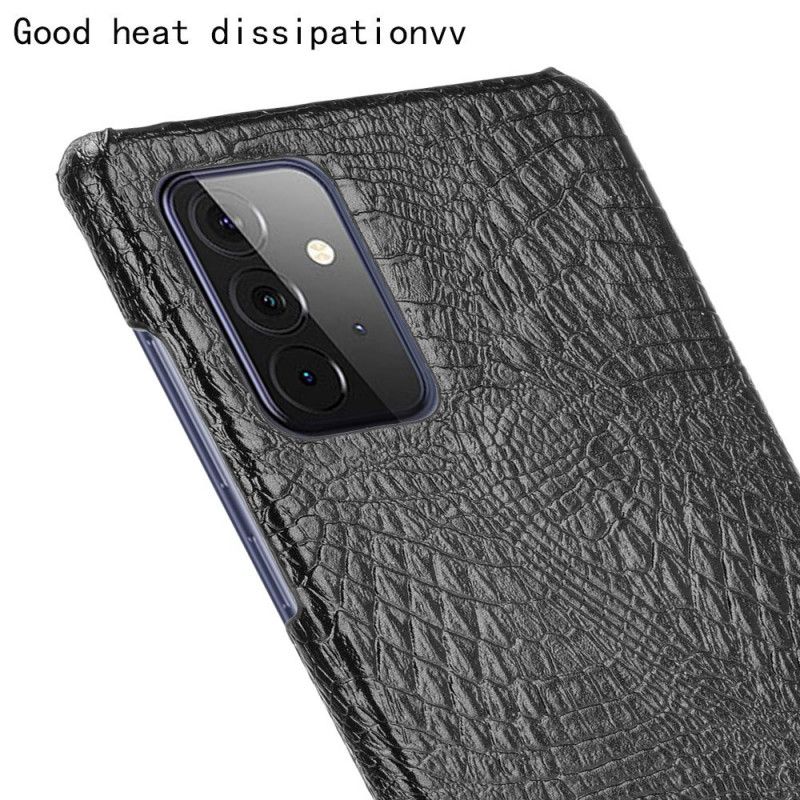 Etui Samsung Galaxy A72 4G / A72 5G Biały Czarny Efekt Skóry Krokodyla Etui Ochronne