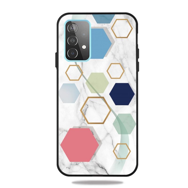 Etui Samsung Galaxy A72 4G / A72 5G Biały Czarny Geometria W Kolorze Marmuru Etui Ochronne