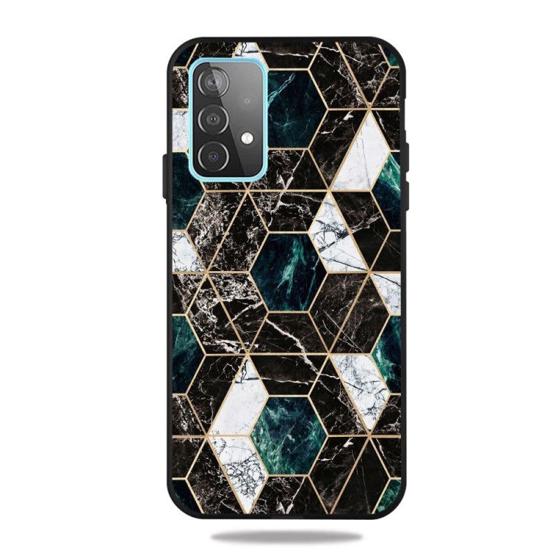 Etui Samsung Galaxy A72 4G / A72 5G Biały Czarny Geometria W Kolorze Marmuru Etui Ochronne