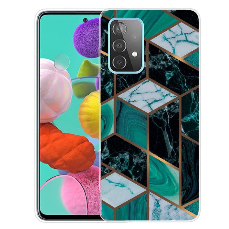 Etui Samsung Galaxy A72 4G / A72 5G Biały Czarny Geometryczny Marmur