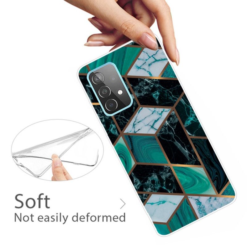 Etui Samsung Galaxy A72 4G / A72 5G Biały Czarny Geometryczny Marmur