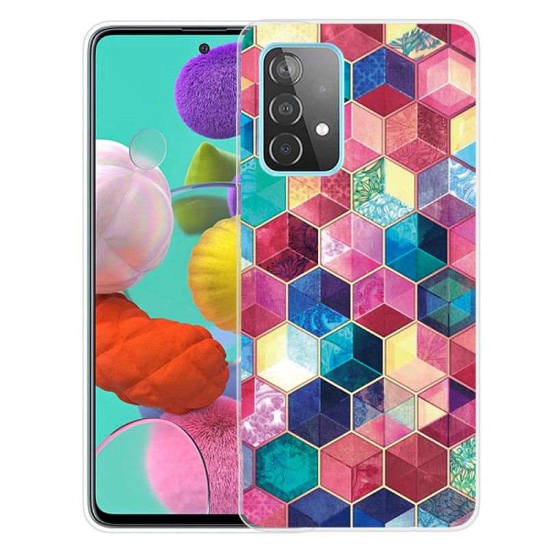 Etui Samsung Galaxy A72 4G / A72 5G Ciemnoczerwony Różowy Malowanie Etui Ochronne