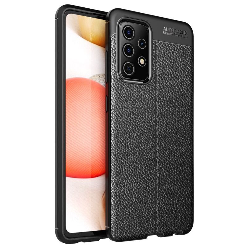 Etui Samsung Galaxy A72 4G / A72 5G Czerwony Czarny Efekt Skóry Z Podwójną Linią Liczi Etui Ochronne