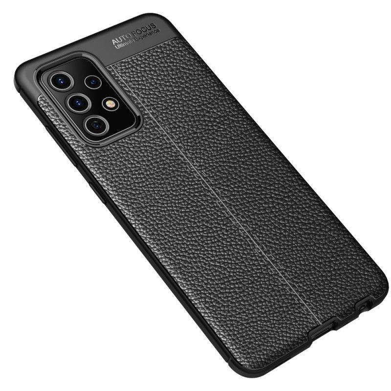 Etui Samsung Galaxy A72 4G / A72 5G Czerwony Czarny Efekt Skóry Z Podwójną Linią Liczi Etui Ochronne