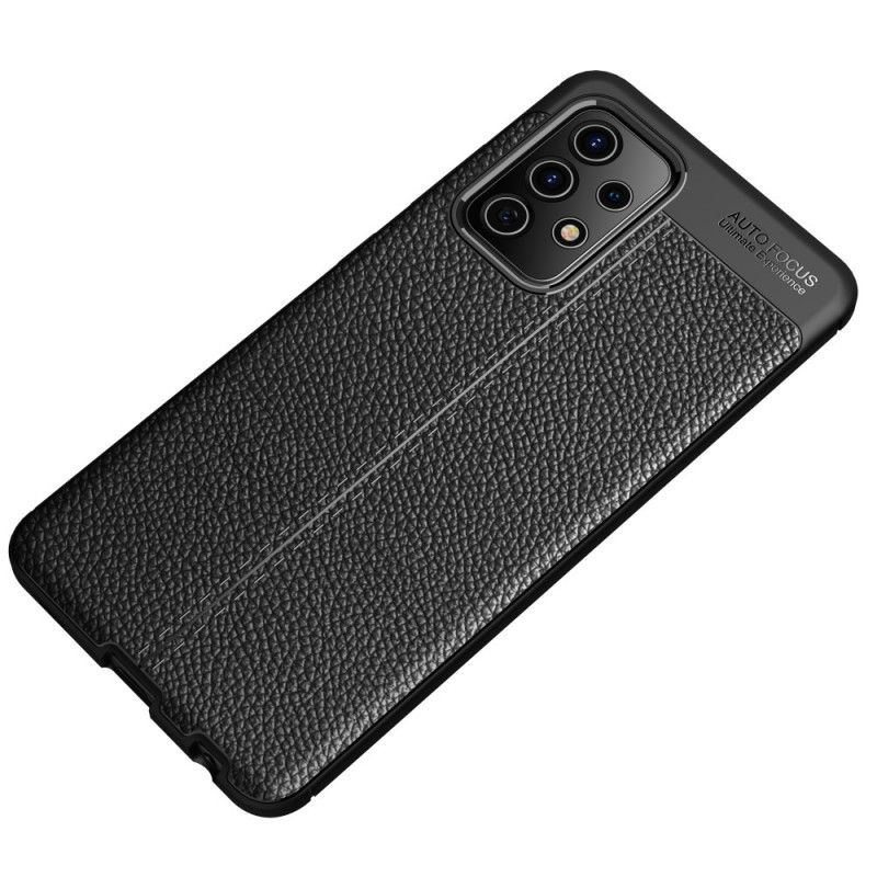 Etui Samsung Galaxy A72 4G / A72 5G Czerwony Czarny Efekt Skóry Z Podwójną Linią Liczi Etui Ochronne