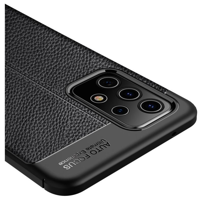 Etui Samsung Galaxy A72 4G / A72 5G Czerwony Czarny Efekt Skóry Z Podwójną Linią Liczi Etui Ochronne