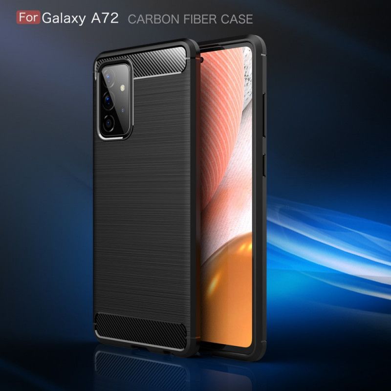 Etui Samsung Galaxy A72 4G / A72 5G Czerwony Czarny Szczotkowane Włókno Węglowe