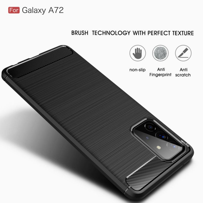 Etui Samsung Galaxy A72 4G / A72 5G Czerwony Czarny Szczotkowane Włókno Węglowe