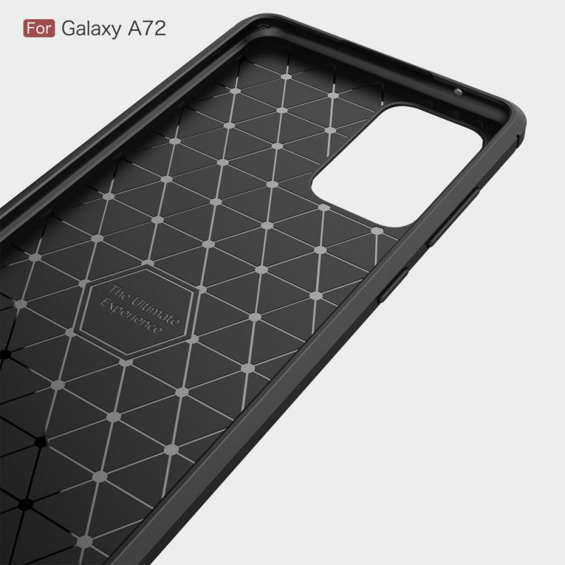 Etui Samsung Galaxy A72 4G / A72 5G Czerwony Czarny Szczotkowane Włókno Węglowe