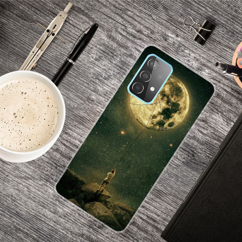 Etui Samsung Galaxy A72 4G / A72 5G Elastyczny Człowiek Na Księżyc