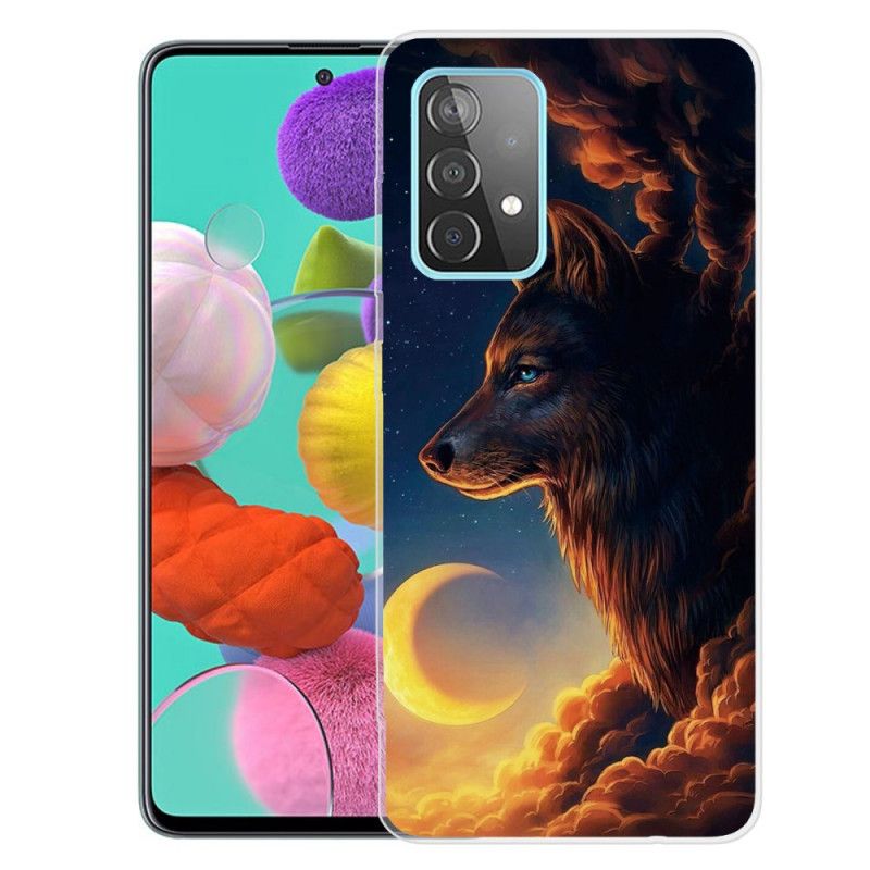 Etui Samsung Galaxy A72 4G / A72 5G Granatowy Czarny Elastyczny Wilk Etui Ochronne