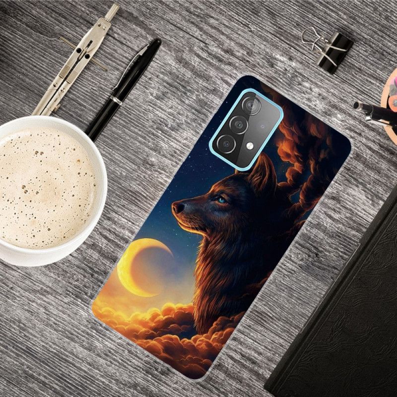 Etui Samsung Galaxy A72 4G / A72 5G Granatowy Czarny Elastyczny Wilk Etui Ochronne