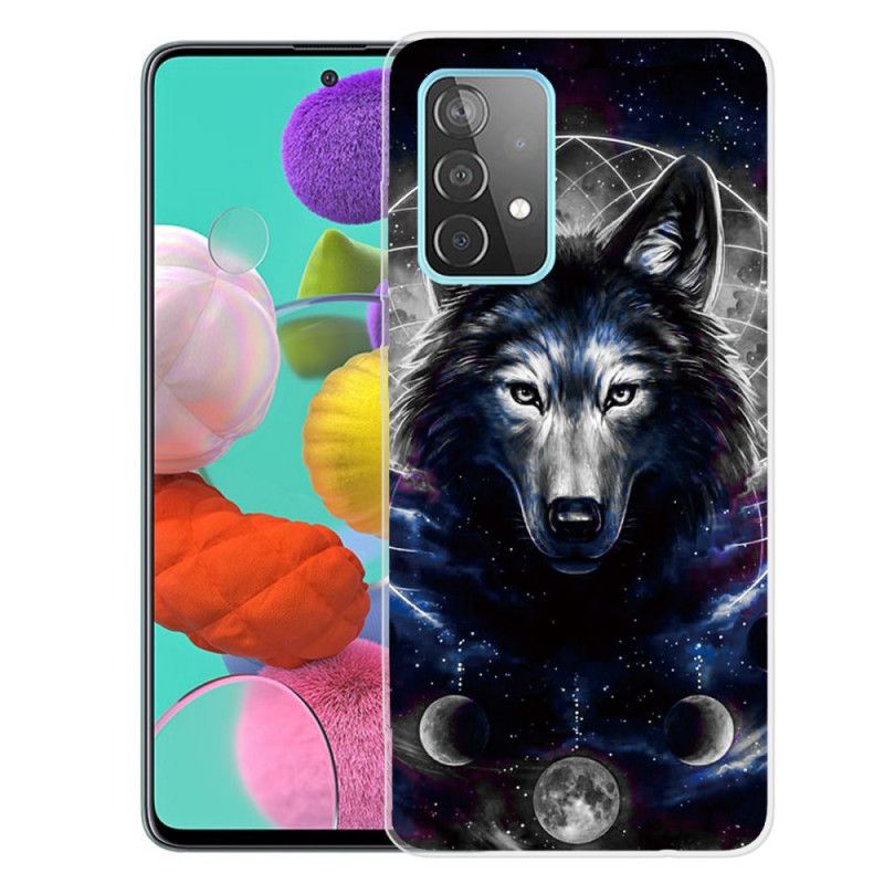 Etui Samsung Galaxy A72 4G / A72 5G Granatowy Czarny Elastyczny Wilk Etui Ochronne