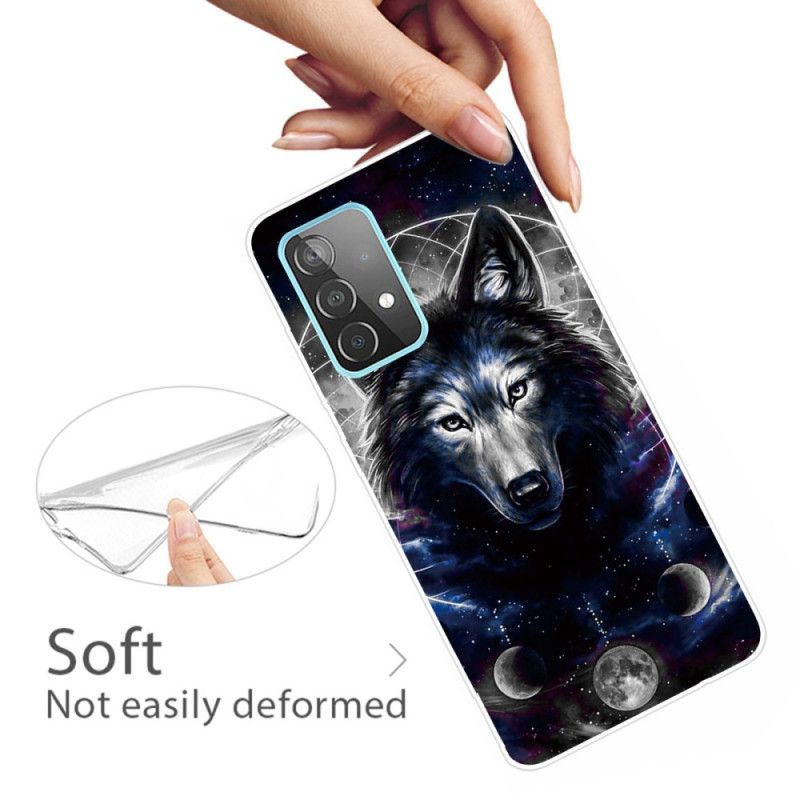 Etui Samsung Galaxy A72 4G / A72 5G Granatowy Czarny Elastyczny Wilk Etui Ochronne