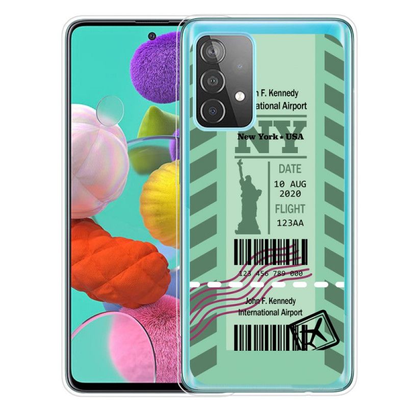 Etui Samsung Galaxy A72 4G / A72 5G Granatowy Czarny Karta Pokładowa Do Nowego Jorku