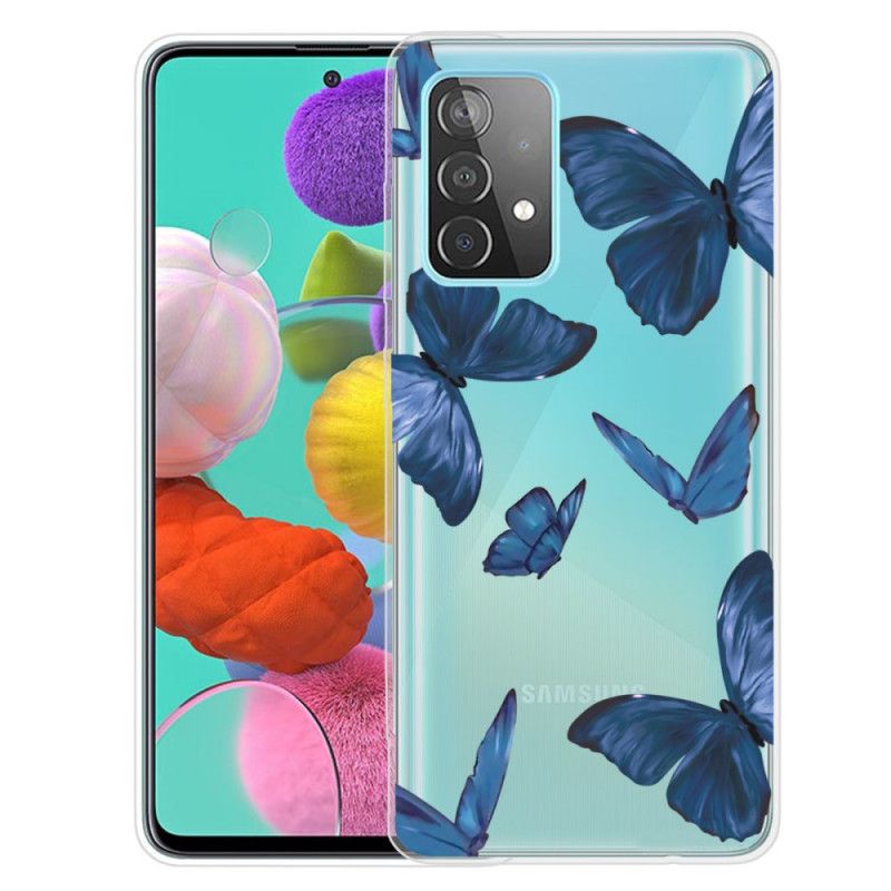 Etui Samsung Galaxy A72 4G / A72 5G Granatowy Czerwony Dzikie Motyle