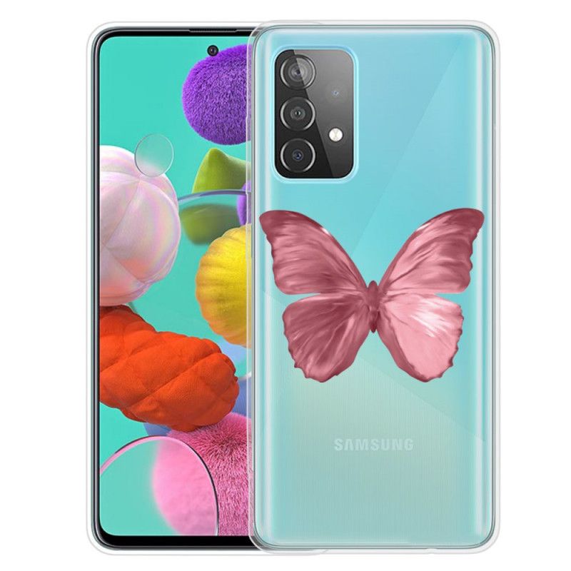 Etui Samsung Galaxy A72 4G / A72 5G Granatowy Czerwony Dzikie Motyle