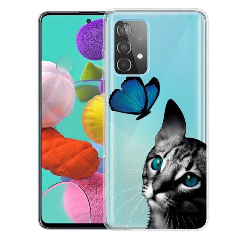 Etui Samsung Galaxy A72 4G / A72 5G Kot I Motyl Etui Ochronne