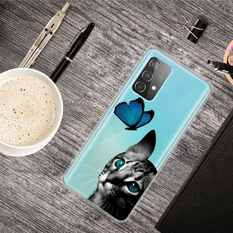 Etui Samsung Galaxy A72 4G / A72 5G Kot I Motyl Etui Ochronne