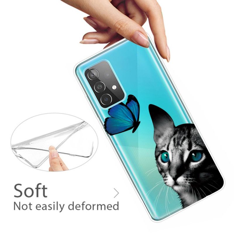 Etui Samsung Galaxy A72 4G / A72 5G Kot I Motyl Etui Ochronne