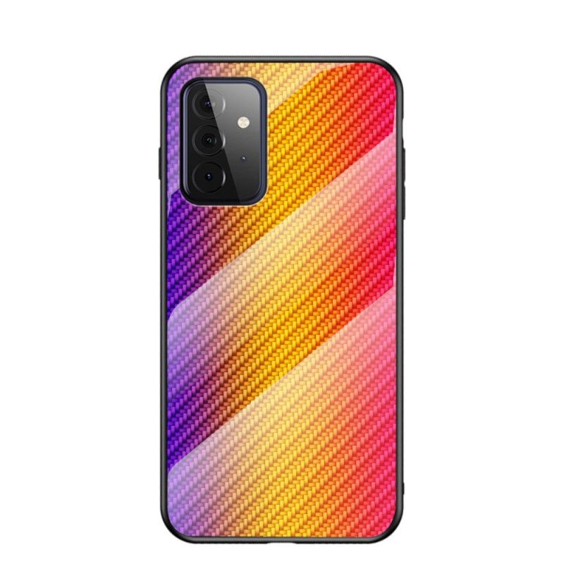 Etui Samsung Galaxy A72 4G / A72 5G Magenta Czarny Szkło Hartowane Z Włókna Węglowego Etui Ochronne