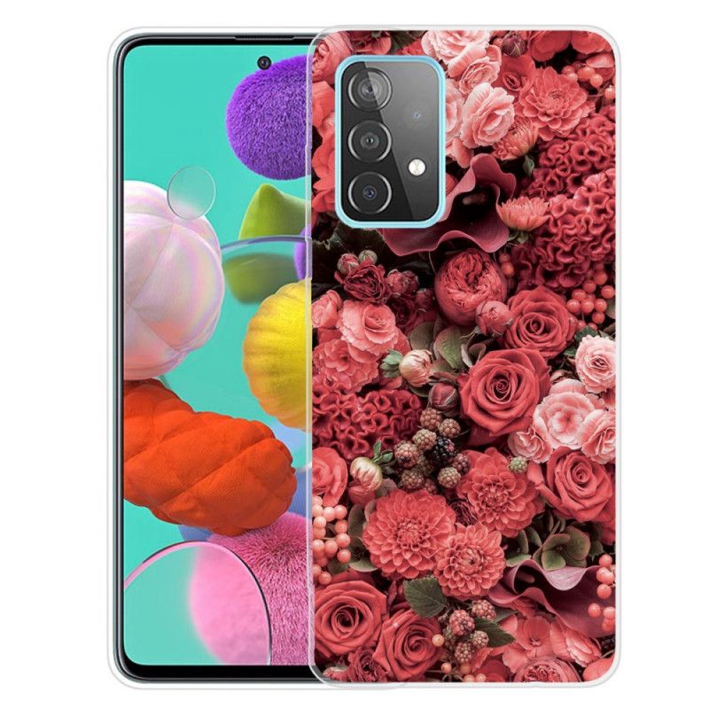 Etui Samsung Galaxy A72 4G / A72 5G Różowy Czerwony Intensywne Kwiaty