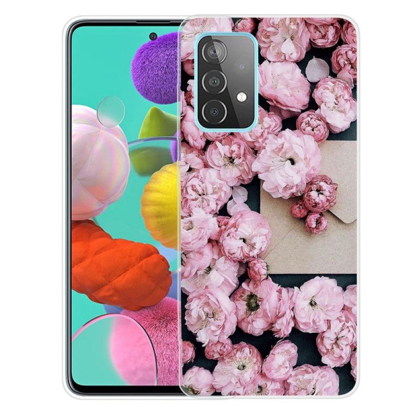 Etui Samsung Galaxy A72 4G / A72 5G Różowy Czerwony Intensywne Kwiaty