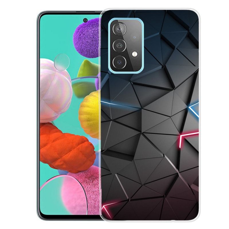 Etui Samsung Galaxy A72 4G / A72 5G Różowy Szary Elastyczna Geometria