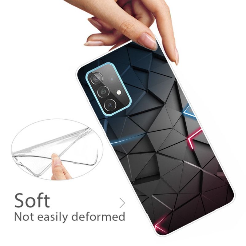 Etui Samsung Galaxy A72 4G / A72 5G Różowy Szary Elastyczna Geometria