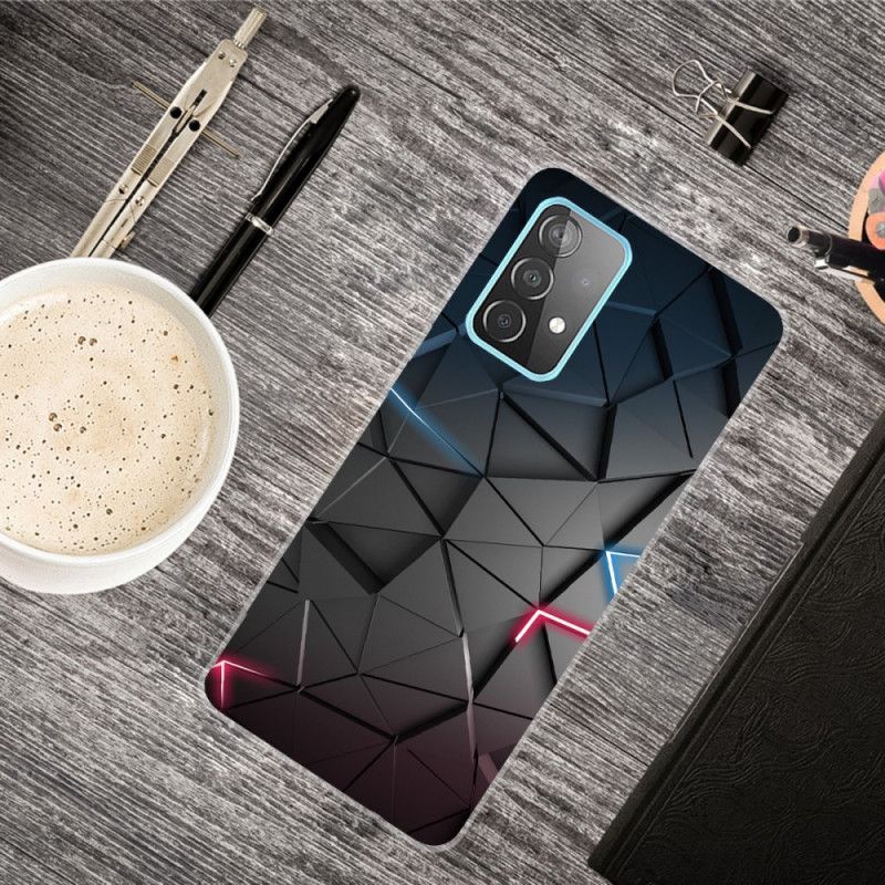 Etui Samsung Galaxy A72 4G / A72 5G Różowy Szary Elastyczna Geometria