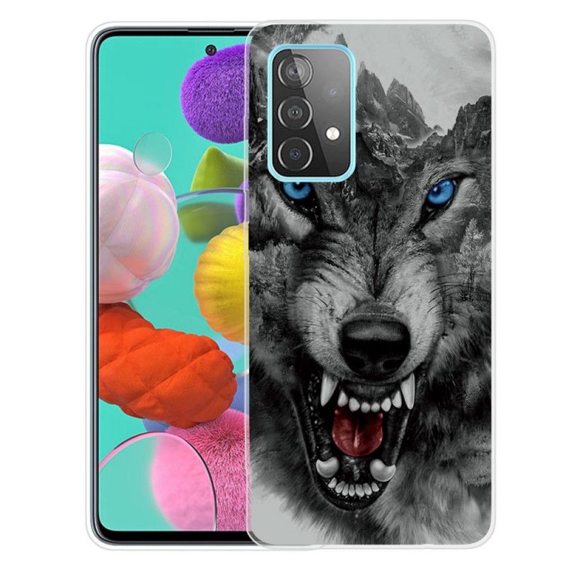 Etui Samsung Galaxy A72 4G / A72 5G Szary Czarny Wysublimowany Wilk