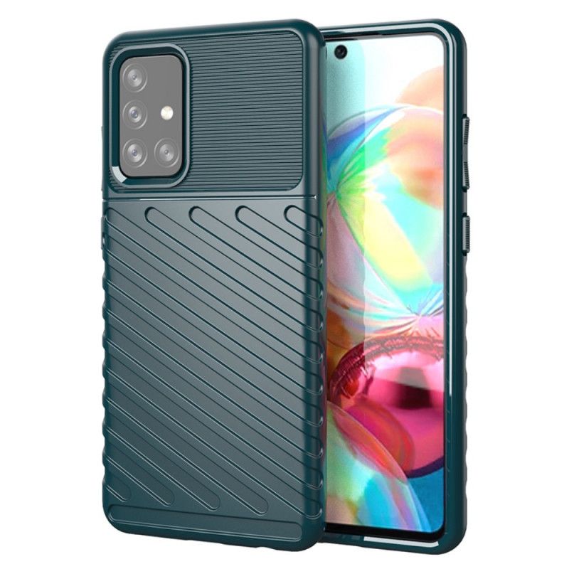 Etui Samsung Galaxy A72 4G / A72 5G Zielony Czarny Seria Grzmotów Etui Ochronne