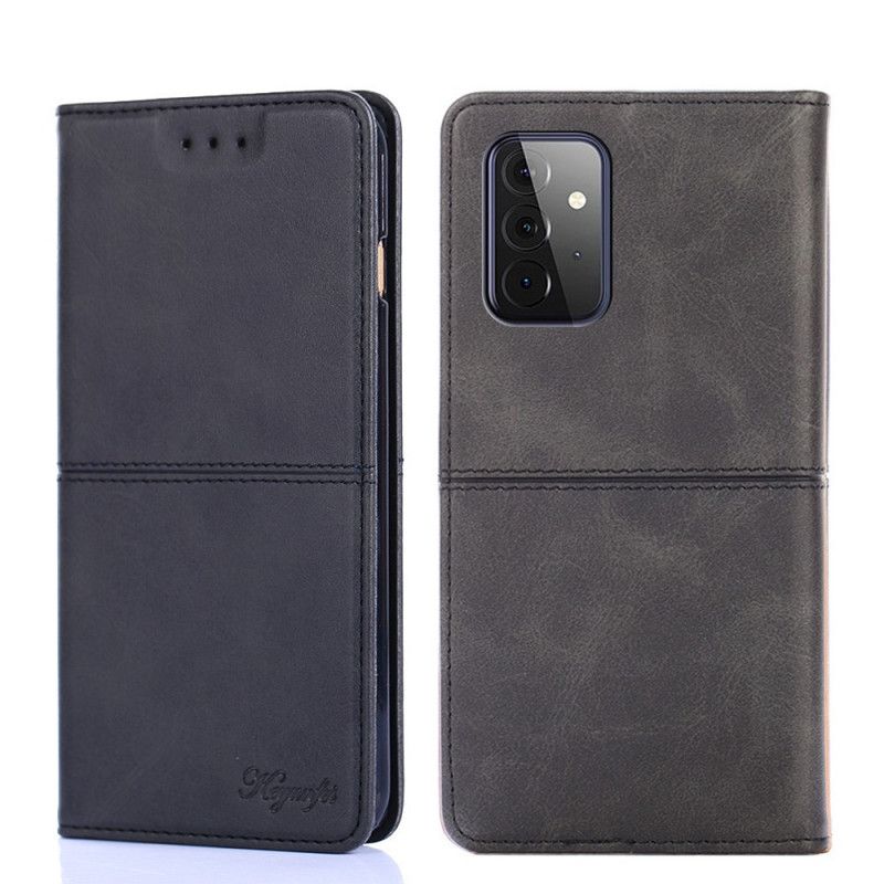 Flip Kotelot Samsung Galaxy A72 4G / A72 5G Czerwony Czarny Styl Couture Ze Skóry Etui Ochronne