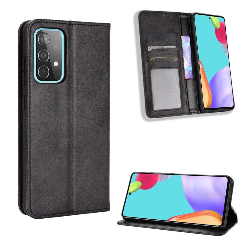 Flip Kotelot Samsung Galaxy A72 4G / A72 5G Czerwony Czarny Stylizowany Efekt Skóry W Stylu Vintage