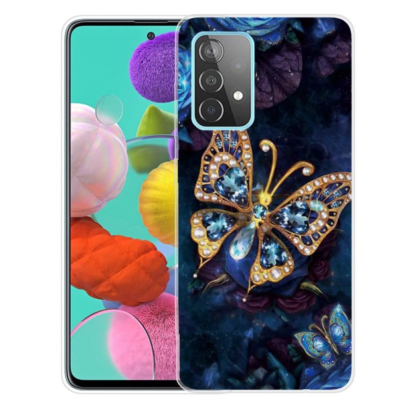 Futerały Samsung Galaxy A72 4G / A72 5G Granatowy Ciemnoniebieski Luksusowy Motyl