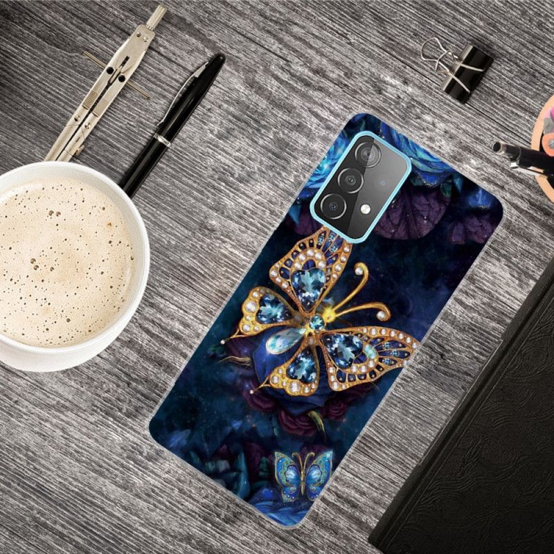 Futerały Samsung Galaxy A72 4G / A72 5G Granatowy Ciemnoniebieski Luksusowy Motyl