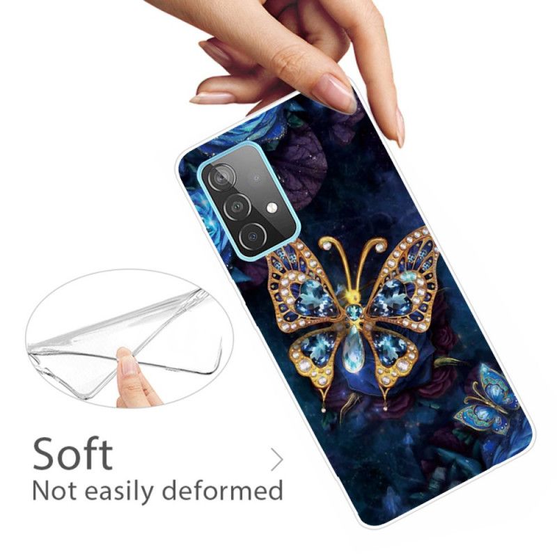 Futerały Samsung Galaxy A72 4G / A72 5G Granatowy Ciemnoniebieski Luksusowy Motyl