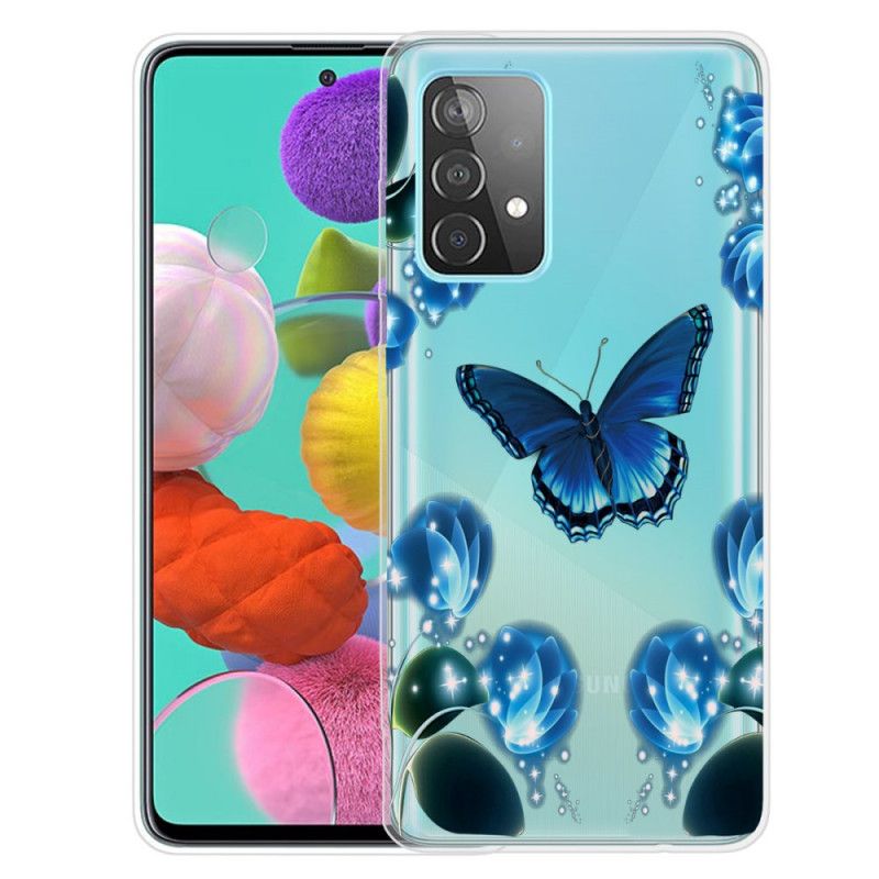 Futerały Samsung Galaxy A72 4G / A72 5G Granatowy Ciemnoniebieski Luksusowy Motyl