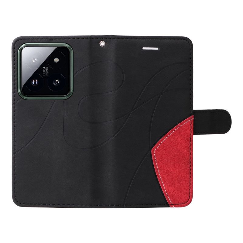 Etui Folio Do Xiaomi 14 Pro Dwukolorowe Faliste Linie