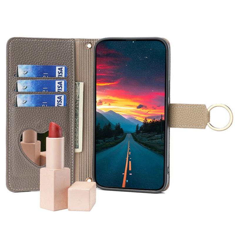 Etui Folio Do Xiaomi 14 Pro Lusterko Do Makijażu I Łańcuszek Na Ramię