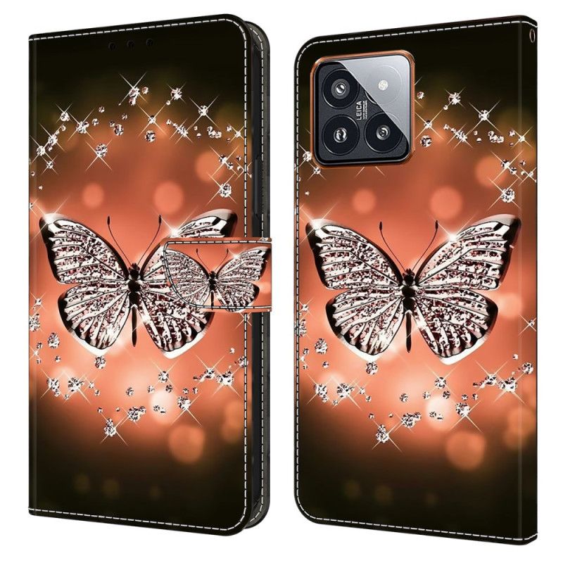 Etui Folio Xiaomi 14 Pro Kryształowy Motyl