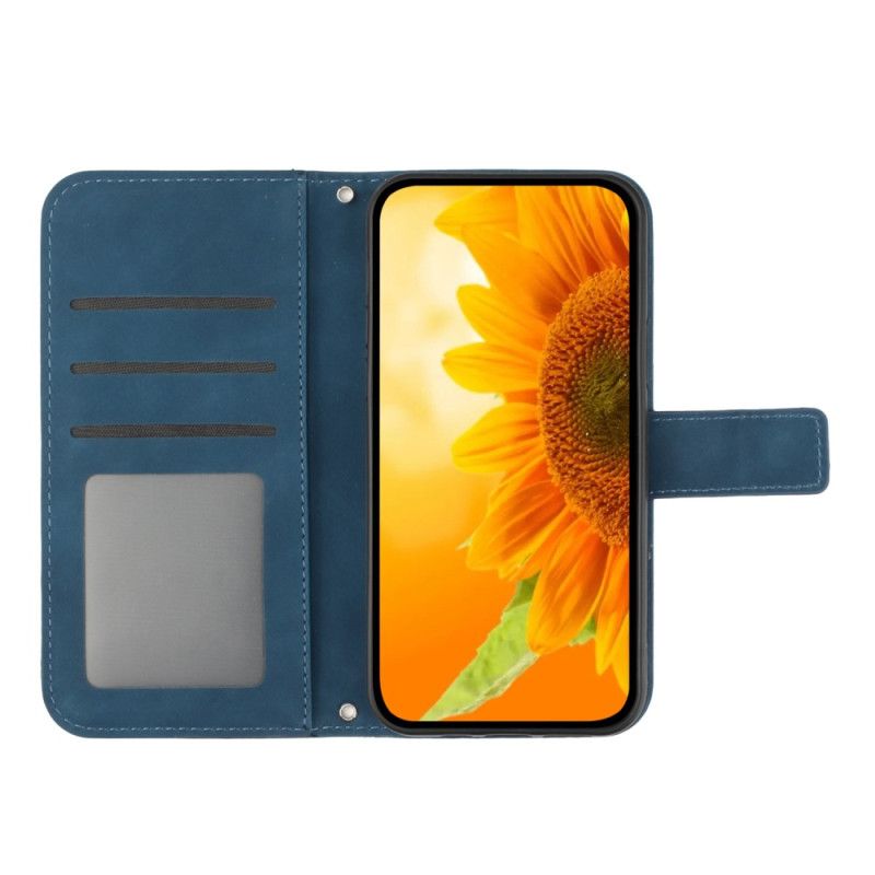 Etui Folio Xiaomi 14 Pro Nadruk Słonecznika Z Paskiem Etui Ochronne