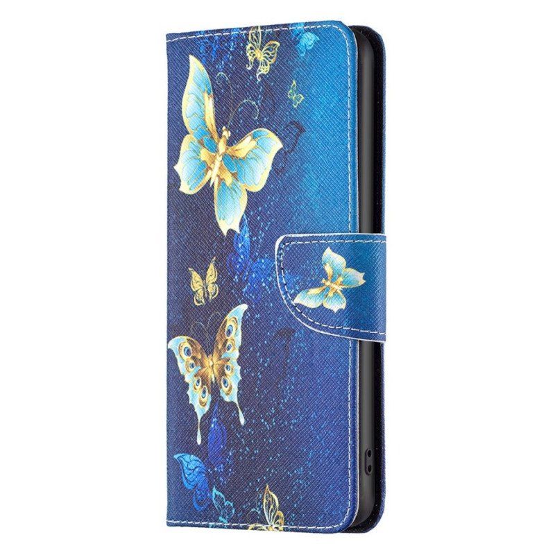 Etui Folio do Samsung Galaxy M53 5G Złote Motyle